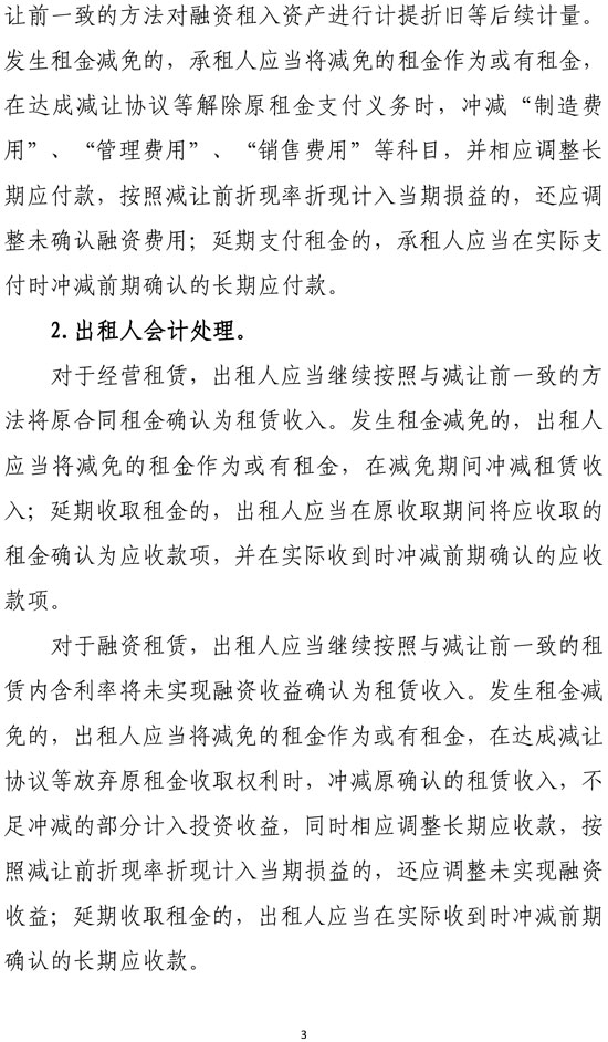 新冠肺炎疫情相關(guān)租金減讓會計(jì)處理規(guī)定