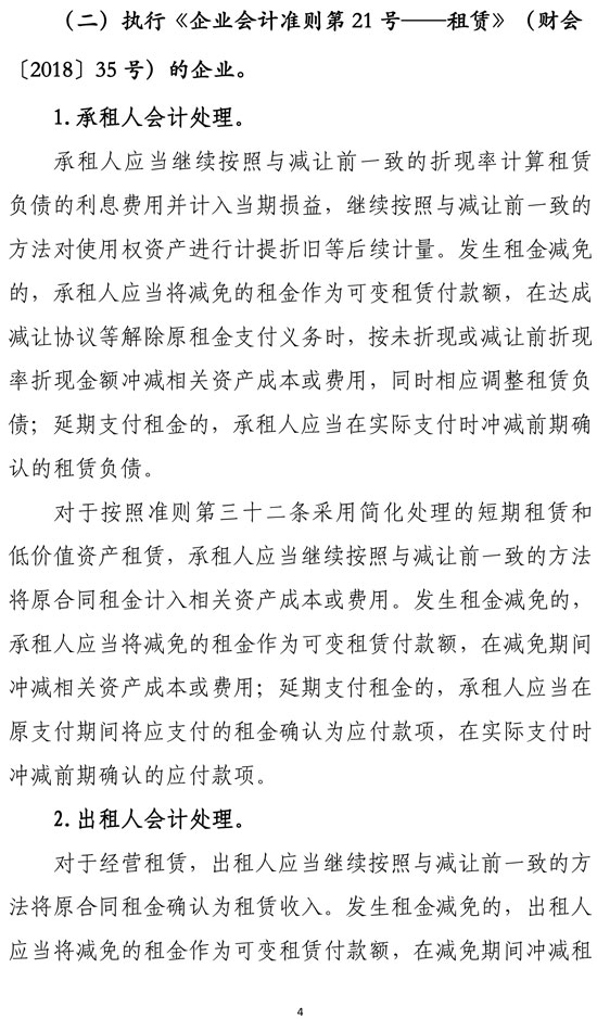新冠肺炎疫情相關(guān)租金減讓會計(jì)處理規(guī)定